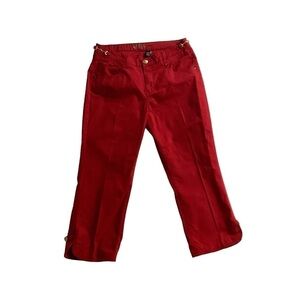 Kikit Red Embellished Cropped Jeans Size 10